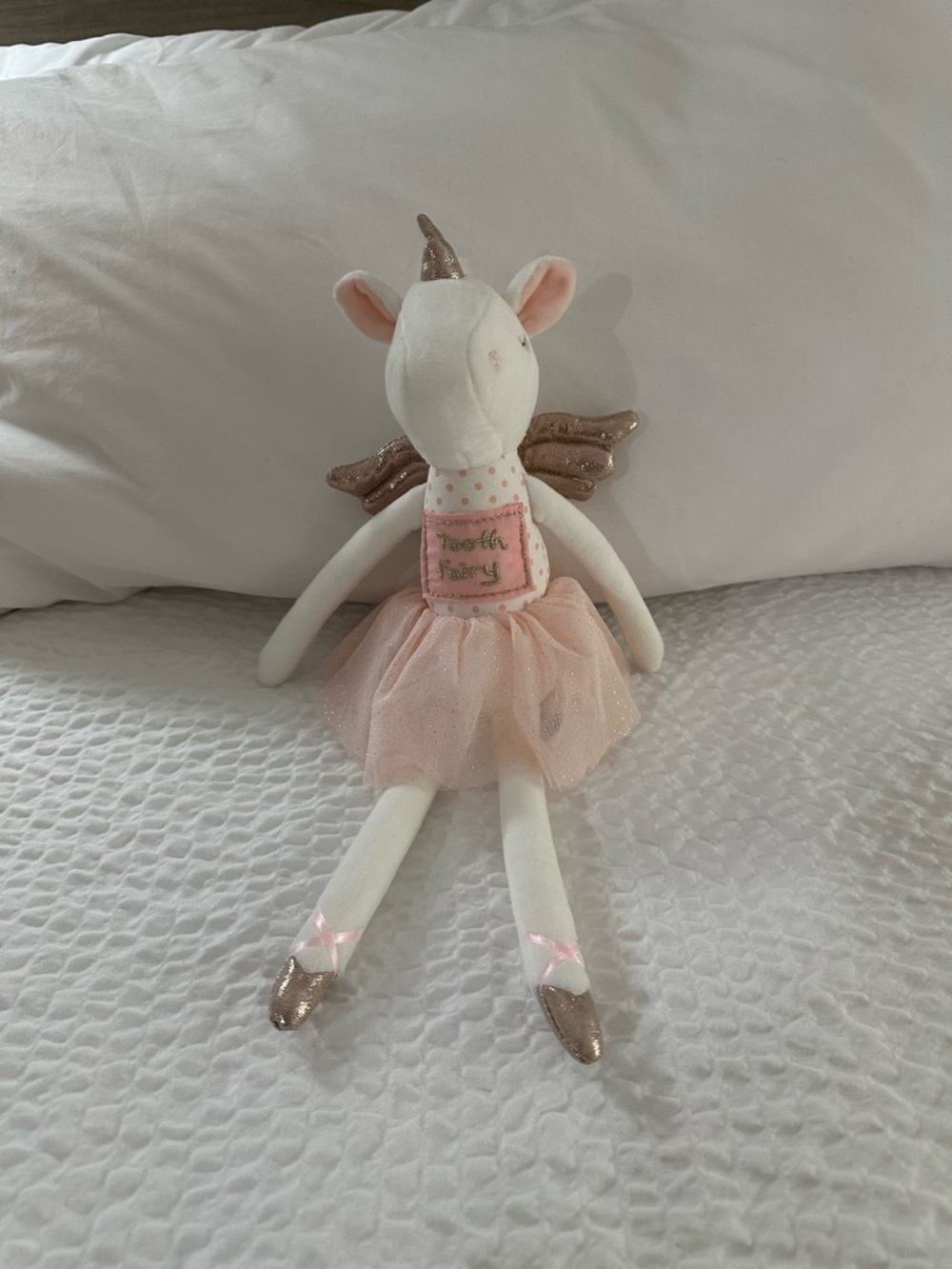 Unicorn Tooth Fairy Plush Doll in Pastel Pink Tutu
